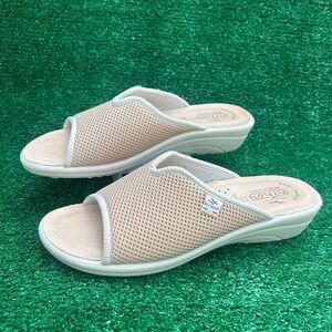 Fly Flot Italy Womens Tan Mesh Anatomic Anti Shock Slide Sandals Sz 40 US 9-9.5
